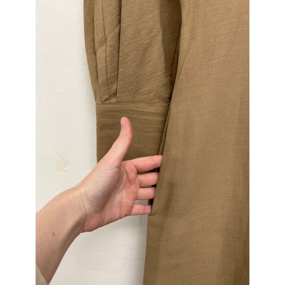 VINCE Shaped-Collar V-Neck Midi Shirtdress Classic Chic Minimalist Neutral XXS - Picture 9 of 15